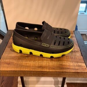 Black and Yellow Slip-On Shoes
